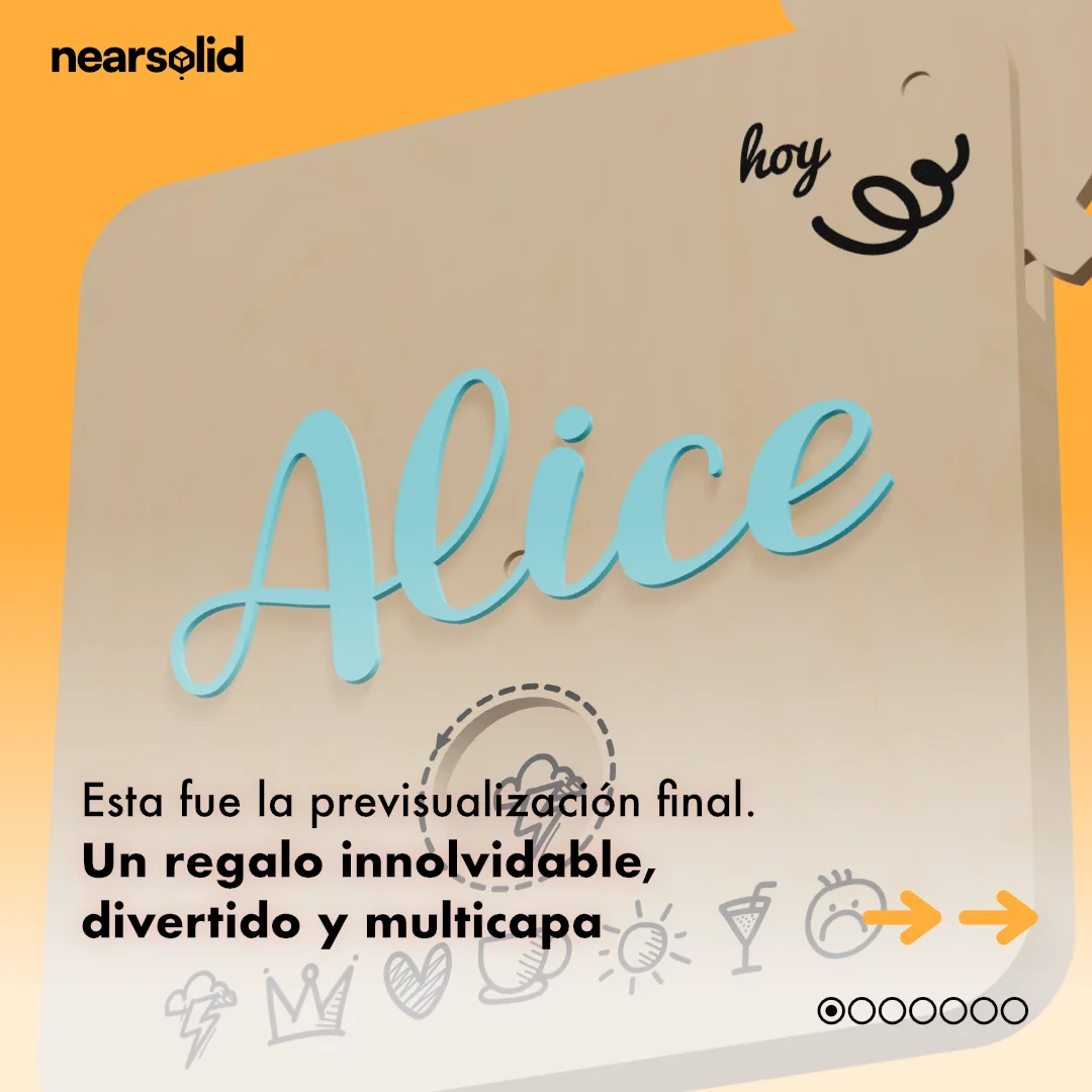 Objeto creativo para regalo — previsualización 3D para corte láser